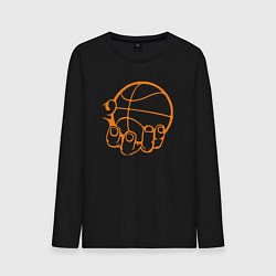 Лонгслив хлопковый мужской Баскетбольный мяч в руке, цвет: черный