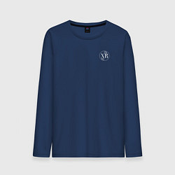 Лонгслив хлопковый мужской Христос воскресе белый узор, цвет: тёмно-синий