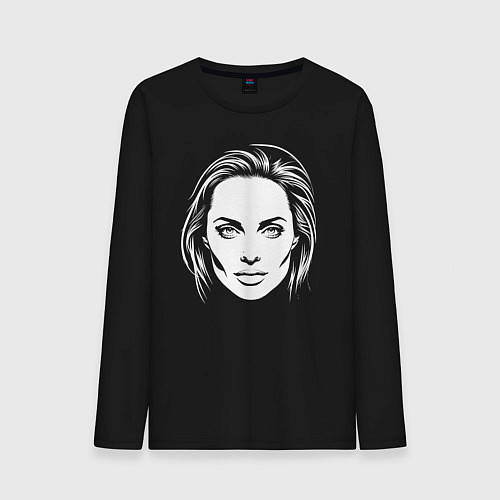 Мужской лонгслив Анджелина Джоли лицо / Черный – фото 1