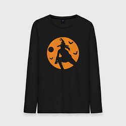 Лонгслив хлопковый мужской Волейбольная ведьма, цвет: черный