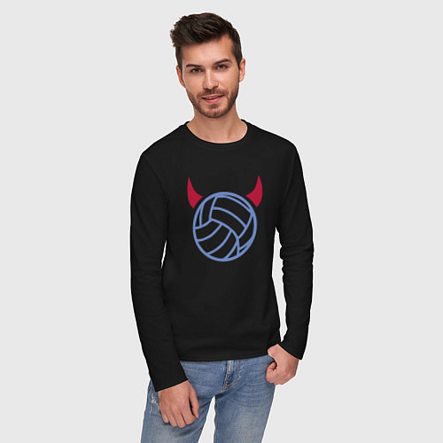 Мужской лонгслив Volleyball devil / Черный – фото 3