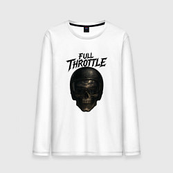Лонгслив хлопковый мужской Full throttle Череп мотоциклиста, цвет: белый