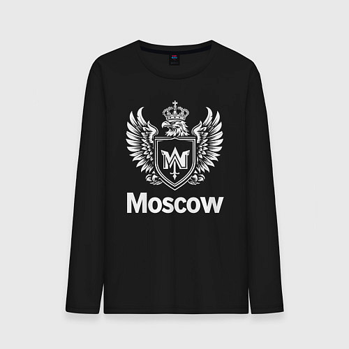 Мужской лонгслив Москва орел в короне с буквой М / Черный – фото 1