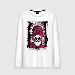 Лонгслив хлопковый мужской Красный огненный конь 2026, цвет: белый