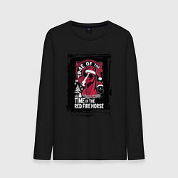 Лонгслив хлопковый мужской Красный огненный конь, цвет: черный
