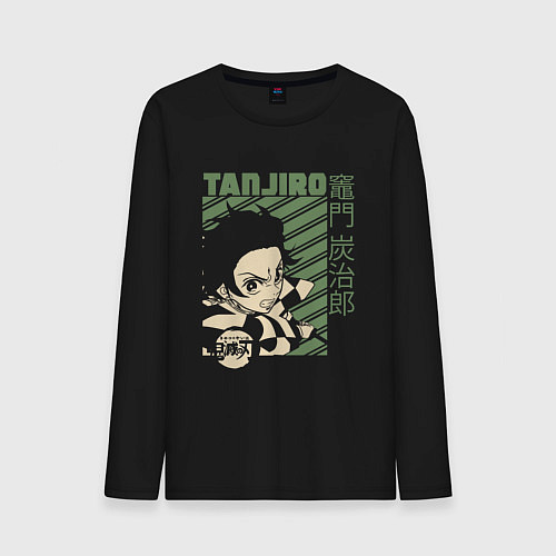 Мужской лонгслив Тандзиро Камадо клинок / Черный – фото 1