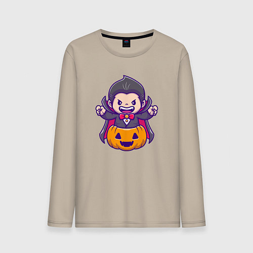 Мужской лонгслив Дракула в тыкве / Миндальный – фото 1