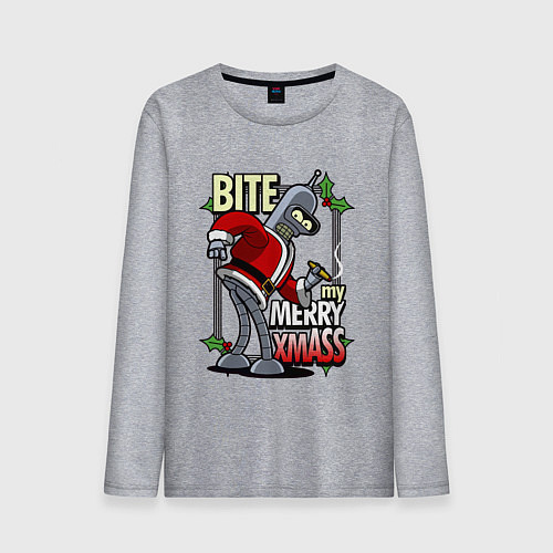 Мужской лонгслив Bender - bite my xmaas / Меланж – фото 1