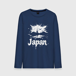 Лонгслив хлопковый мужской Япония в граффити-стиле, цвет: тёмно-синий