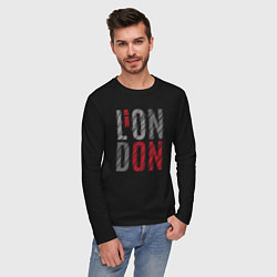 Лонгслив хлопковый мужской Поверни на Лондон, цвет: черный — фото 2