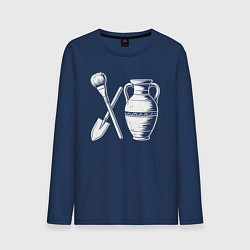 Лонгслив хлопковый мужской Археологический этюд, цвет: тёмно-синий