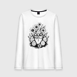 Лонгслив хлопковый мужской Пасхальный букет с яйцами, цвет: белый