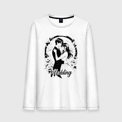Лонгслив хлопковый мужской Свадьба аниме, цвет: белый
