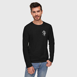 Лонгслив хлопковый мужской Став рун на удачу и силу, цвет: черный — фото 2