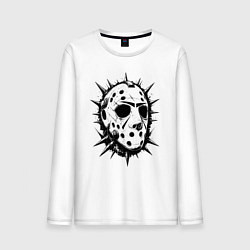 Лонгслив хлопковый мужской Шипастая хоккейная маска, цвет: белый