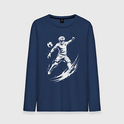 Лонгслив хлопковый мужской Аниме удар в футболе, цвет: тёмно-синий