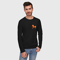 Лонгслив хлопковый мужской Красный конек, цвет: черный — фото 2