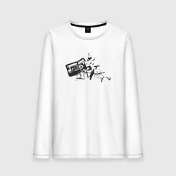 Лонгслив хлопковый мужской Tape crash, цвет: белый