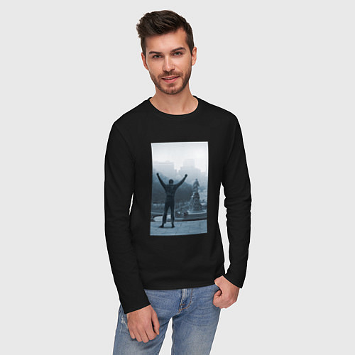 Мужской лонгслив Рокки / Черный – фото 3