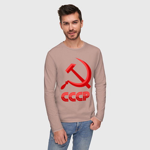 Мужской лонгслив СССР Логотип / Пыльно-розовый – фото 3