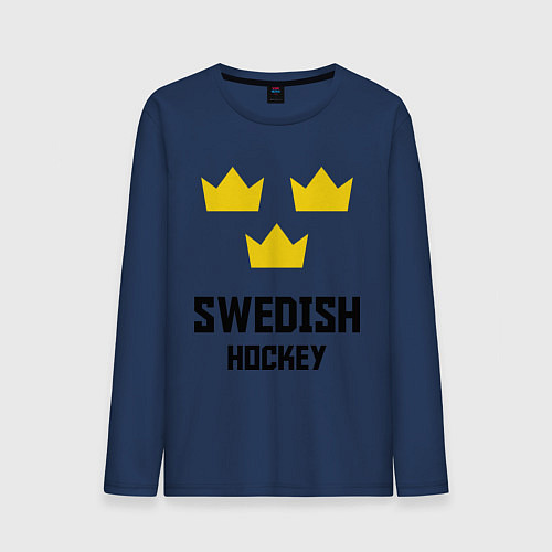 Мужской лонгслив Swedish Hockey / Тёмно-синий – фото 1