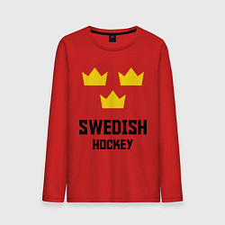 Лонгслив хлопковый мужской Swedish Hockey, цвет: красный