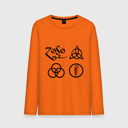 Лонгслив хлопковый мужской Led Zeppelin: symbols цвета оранжевый — фото 1