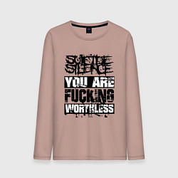 Лонгслив хлопковый мужской Suicide Silence: You are Fucking, цвет: пыльно-розовый