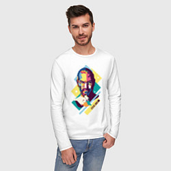 Лонгслив хлопковый мужской Steve Jobs Art, цвет: белый — фото 2