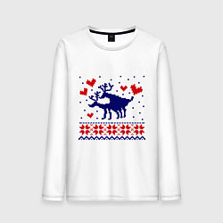 Лонгслив хлопковый мужской Любовь оленей, цвет: белый