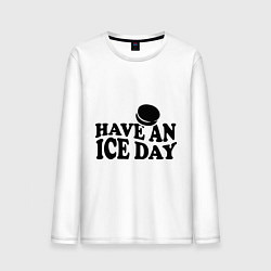 Лонгслив хлопковый мужской Have an ice day, цвет: белый