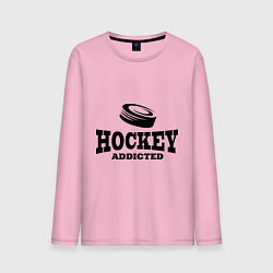 Лонгслив хлопковый мужской Hockey addicted, цвет: светло-розовый