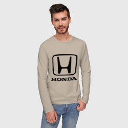 Лонгслив хлопковый мужской Honda logo, цвет: миндальный — фото 2