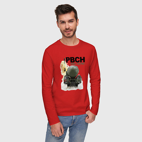 Мужской лонгслив РВСН: Привет Америке / Красный – фото 3