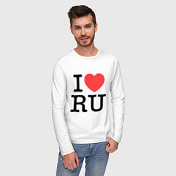 Лонгслив хлопковый мужской I love RU (vertical), цвет: белый — фото 2