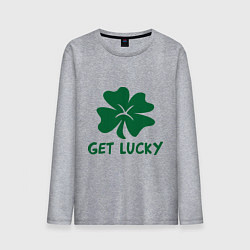 Лонгслив хлопковый мужской Get lucky, цвет: меланж