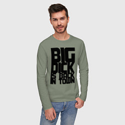 Лонгслив хлопковый мужской BIG DICK IS BACK IN TOWN, цвет: авокадо — фото 2
