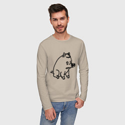 Лонгслив хлопковый мужской Pig, цвет: миндальный — фото 2