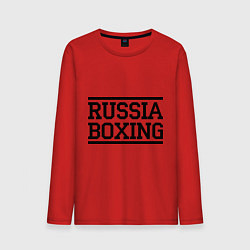 Лонгслив хлопковый мужской Russia boxing, цвет: красный