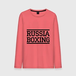 Лонгслив хлопковый мужской Russia boxing, цвет: коралловый