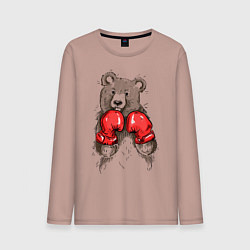 Лонгслив хлопковый мужской Bear Boxing, цвет: пыльно-розовый