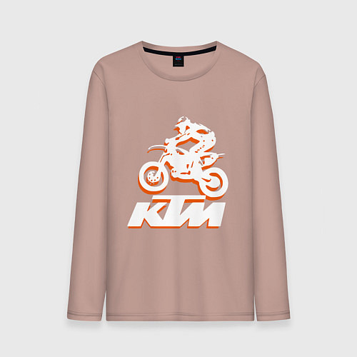 Мужской лонгслив KTM белый / Пыльно-розовый – фото 1