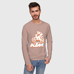 Лонгслив хлопковый мужской KTM белый, цвет: пыльно-розовый — фото 2