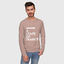 Лонгслив хлопковый мужской Together in A State of Trance, цвет: пыльно-розовый — фото 2