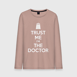Лонгслив хлопковый мужской Trust me Im the doctor, цвет: пыльно-розовый