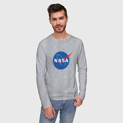 Лонгслив хлопковый мужской NASA: Logo, цвет: меланж — фото 2
