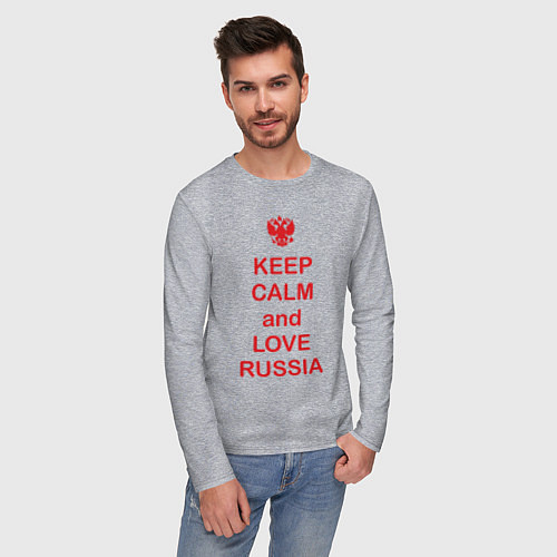 Мужской лонгслив Keep Calm & Love Russia / Меланж – фото 3