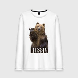 Лонгслив хлопковый мужской Russia: Poly Bear, цвет: белый