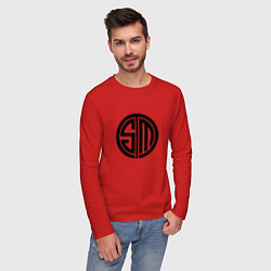 Лонгслив хлопковый мужской TSM Logo, цвет: красный — фото 2