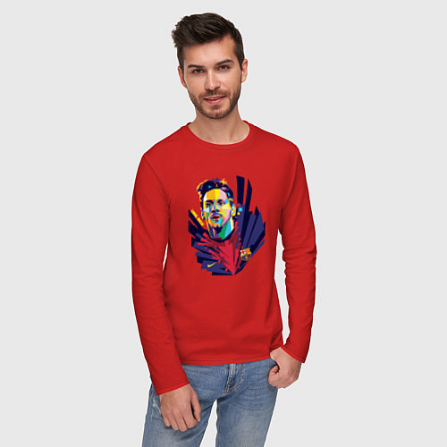 Мужской лонгслив Messi Art / Красный – фото 3